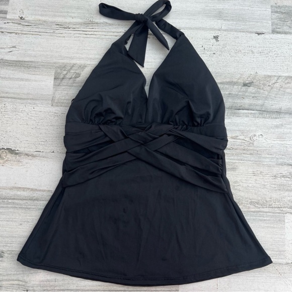 Spanx Halter Neck Top Womens Size 12 Summer‎ Y2K Casual Leisure Crisscross Front - Picture 1 of 8